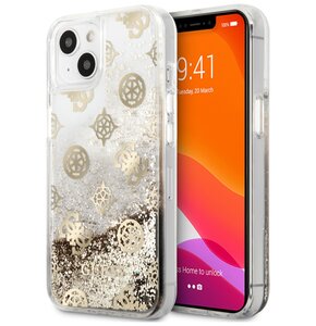 Etui GUESS Peony Liquid Glitter do Apple iPhone 13 Mini Złoty