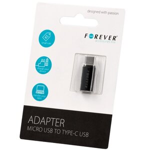 Adapter microUSB - USB-C FOREVER T 0014093 Czarny