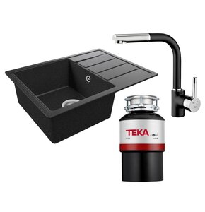 Zlewozmywak TEKA Comfor 45 S-TQ (62x44) 115350000 Onyx + Bateria TEKA ARK 938 TG Carbon + Młynek do rozdrabniania odpadów TEKA TR 550