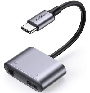Adapter USB-C - USB-C jack 3.5 mm UGREEN CM231 Szary