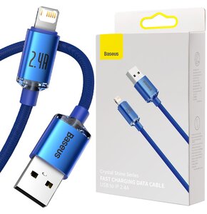 Kabel USB - Lightning BASEUS Crystal 1,2m Niebieski
