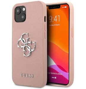 Etui GUESS Saffiano 4G Big Silver Logo do Apple iPhone 13 Różowy