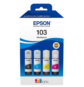 Zestaw tuszów EPSON EcoTank 103 Czarny 65 ml, Błękitny 65 ml, Purpurowy 65 ml, Żółty 65 ml C13T00S64A