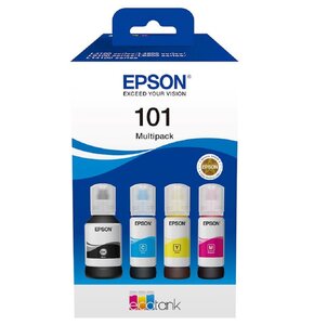 Zestaw tuszów EPSON EcoTank 101 Czarny 127 ml, Błękitny 70 ml, Purpurowy 70 ml, Żółty 70 ml C13T03V64A