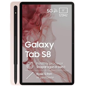 Tablet SAMSUNG Galaxy Tab S8 11" 8/128 GB 5G Wi-Fi Różowy + Rysik S Pen