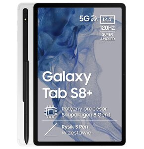 Tablet SAMSUNG Galaxy Tab S8+ 12.4" 8/128GB 5G Wi-Fi Srebrny + Rysik S Pen