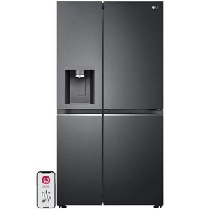 Lodówka LG GSJV90MCAE Side by Side No frost 179cm Czarna Podajnik wody Kostkarka
