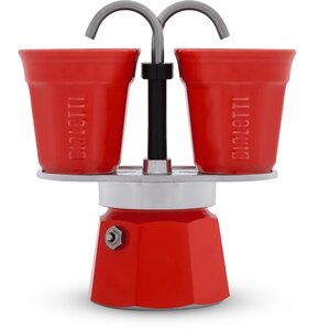 Kawiarka BIALETTI Mini Express 2TZ Czerwony 100 ml + 2 filiżanki