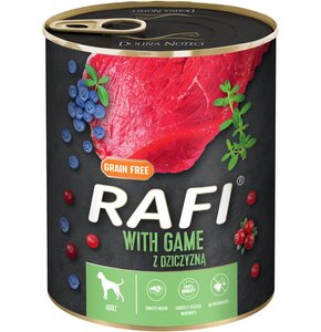 Karma dla psa RAFI z dziczyzną, borówką i żurawiną 800 g