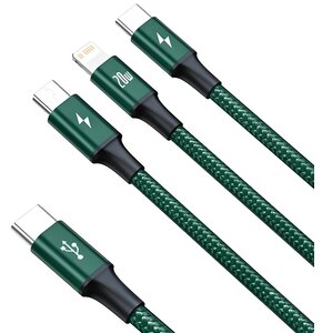 Kabel USB-C - micro USB/Lightning/USB-C BASEUS Rapid 3w1 1.5 m Zielony