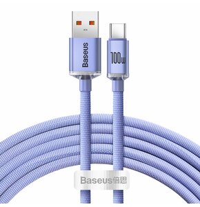 Kabel USB - USB Typ C BASEUS Crystal Shine 100W 2 m Fioletowy