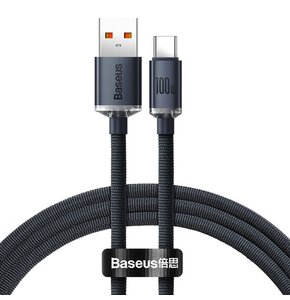 Kabel USB - USB-C BASEUS Crystal Shine 100W 1.2 m Czarny