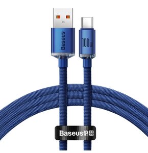 Kabel USB - USB-C BASEUS Crystal Shine 100W 1.2 m Niebieski