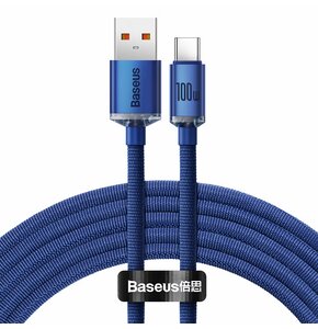 Kabel USB - USB Typ C BASEUS Crystal Shine 100W 2 m Niebieski
