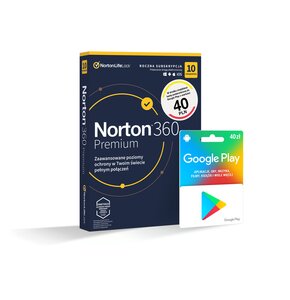 Antywirus NORTON 360 Premium 75GB 10 URZĄDZEŃ 1 ROK Kod aktywacyjny + Google Play 40 PLN