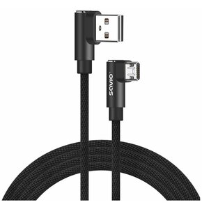 Kabel USB kątowy - Micro USB kątowy SAVIO CL-162 2m Czarny
