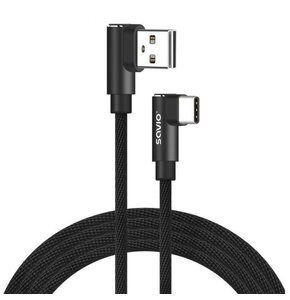 Kabel USB kątowy - USB Typ C kątowy SAVIO CL-164 2m Czarny