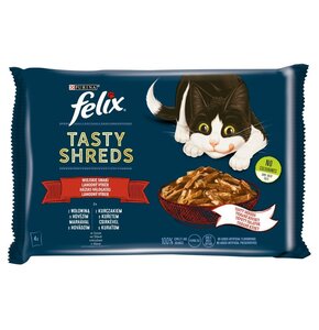 Karma dla kota FELIX Tasty Shreds Wołowina i Kurczak (4 x 80 gr)