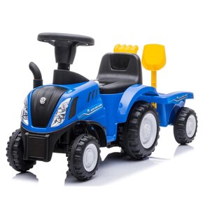 Jeździk SUN BABY Traktor z przyczepą New Holland Niebieski