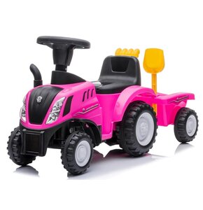 Jeździk SUN BABY Traktor z przyczepą New Holland Różowy