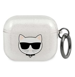 Etui na słuchawki KARL LAGERFELD Choupette Head do Apple AirPods 3 Srebrny