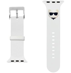 Pasek KARL LAGERFELD Karl & Choupette Head do Apple Watch 2/3/4/5/6/7/SE (38/40/41mm) Biały