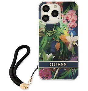 Etui GUESS Flower Strap do Apple iPhone 13/13 Pro Niebieski