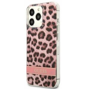 Etui GUESS Leopard Electro Stripe do Apple iPhone 13 Pro Różowy