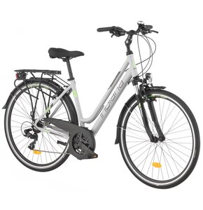 Rower trekkingowy INDIANA X-Road 1.0 D17 28 cali damski Szaro-zielony