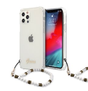 Etui GUESS White Pearl do Apple iPhone 12/12 Pro Przezroczysty