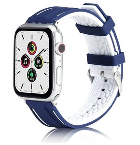 Pasek BELINE Solid Silicone do Apple Watch 2/3/4/5/6/7/8/SE/SE 2 (38/40/41mm) Granatowo-biały