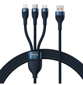 Kabel USB - Lightning/Micro USB/USB-C BASEUS Flash Series 100W 1.2 m Niebieski