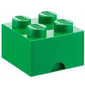 Pojemnik na LEGO z szufladką Brick 4 Zielony 40051734