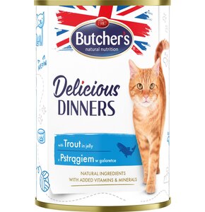 Karma dla kota BUTCHER'S Delicious Dinners kawałki z pstrągiem w galaretce 400 g