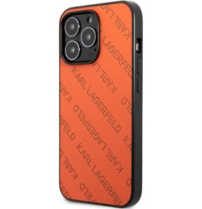 Etui KARL LAGERFELD Perforated Allover do Apple iPhone 13 Pro Max Pomarańczowy