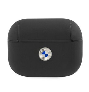 Etui na słuchawki BMW Geniune Leather Silver Logo do Apple AirPods Pro Czarny