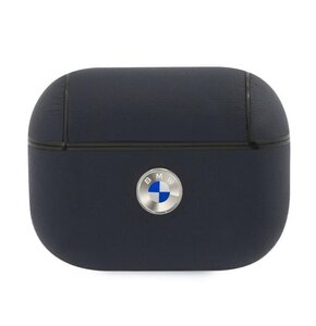 Etui na słuchawki BMW Geniune Leather Silver Logo do Apple AirPods Pro Granatowy