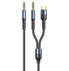 Kabel Jack 3.5mm - Jack 3.5mm/USB-C USAMS 2w1 1.2m Czarny