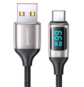 Kabel USB - USB-C USAMS SJ544USB02 z wyświetlaczem LCD 6A 1.2 m Biały