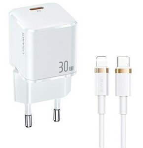 Ładowarka sieciowa USAMS T45 30W Biały + kabel USB-C - Lightning