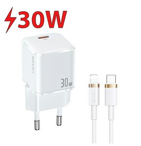 Ładowarka sieciowa USAMS T45 30W Biały + kabel USB-C - Lightning