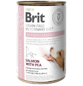 Karma dla psa BRIT Grain Free Veterinary Diets Dog Hypoallergenic Łosoś z groszkiem 400g