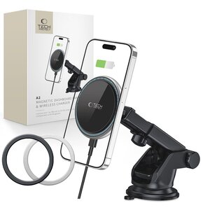 Uchwyt na telefon TECH-PROTECT A2 MagSafe DashBoard Charger Czarny