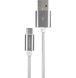 Kabel USB - USB Typ-C NATEC Prati 1 m Srebrny