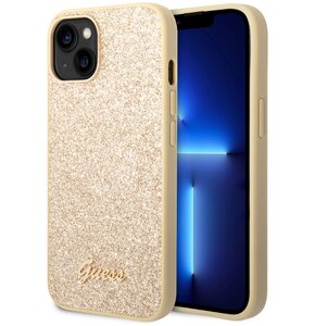 Etui GUESS Glitter Script do Apple iPhone 14 Złoty