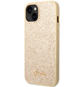 Etui GUESS Glitter Script do Apple iPhone 14 Plus Złoty