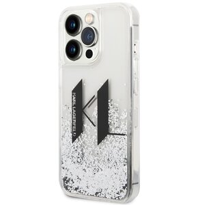 Etui KARL LAGERFELD Liquid Glitter Big KL do Apple iPhone 14 Pro Max Srebrny