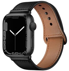 Pasek TECH-PROTECT LeatherFit do Apple Watch 2/3/4/5/6/7/8/9/SE (38/40/41mm) Czarny