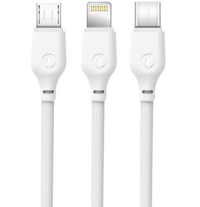 Kabel USB - Lightning/USB-C/Micro USB XO 3w1 NB103 2.1A 1 m Biały