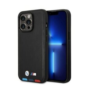 Etui BMW Leather Stamp Tricolor do Apple iPhone 14 Pro Czarny